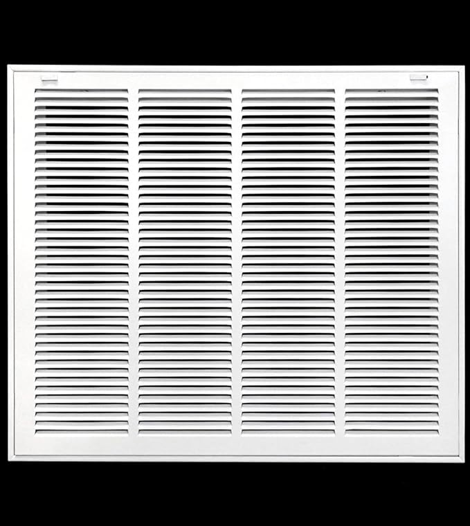HVAC Premium 24'' X 20'' Steel Return Air Filter Grille for 1'' Filter - Fixed Hinged - HVAC Duct Cover - Flat Stamped Face - White [Outer Dimensions: 26 5/8''w X 22 5/8''h]