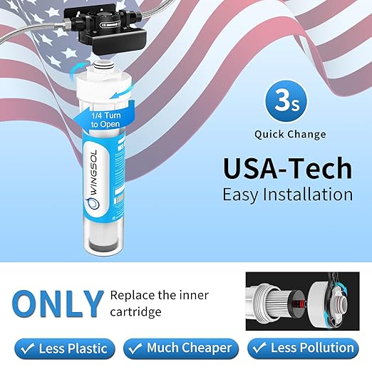 Under Sink Water Filter System, Reduce Heavy Metals/Chlorine/PFAS/PFOA/PFOS/Odor/Sediment, NSF/ANSI 42&53 Improve Taste, EZ Change Life Indication Mineral pH+ Under Sink Water Filter (Jumbo)