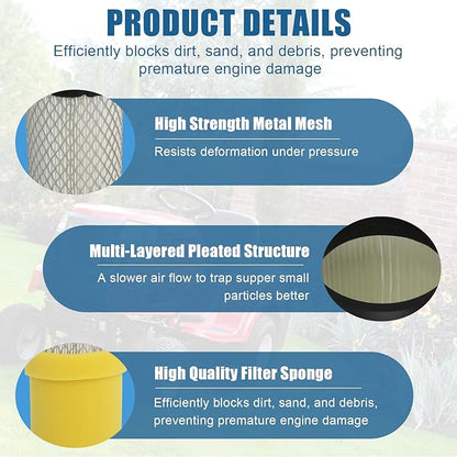 793569 793685 Air Filter Compatible with B&S 793569 4241 5415 John Dee-re GY21055 MIU11511 LA125 LA115 Craftsman YT3000 LT2000 Lawn Mower Tractor by Podoy (6 Pack)