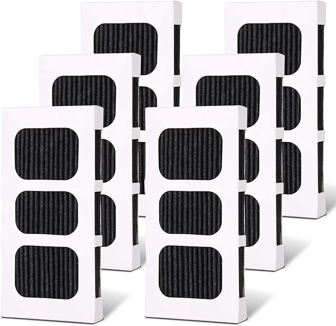 6-Pack Refrigerator Air Filter Replacement for Frigidaire PureAir Ultra 2 & Electrolux ELPAULTRA2 – Triple Layer Activated Carbon, Fast Odor & VOC Removal, Long Lasting, Easy Install
