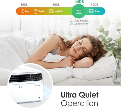 LG 14000 BTU Window Air Conditioner Energy Saving Dual Inverter Remote Control WiFi Enabled Works w/LG ThinQ, Alexa Washable Filer Ultra-Quiet Cools 700 Sq.Ft. for Large Room AC Unit White LW1522FVSM