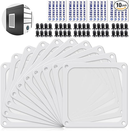 Dust Filter PC 140mm for Computer Cooler/PSU/Routers Nylon 80 Mesh, Magnetic Frame PC Fan Dust Mesh PC Cooler Filter Dustproof Computer Fan Grills (Nylon, 140 * 140mm, 10pcs, White)