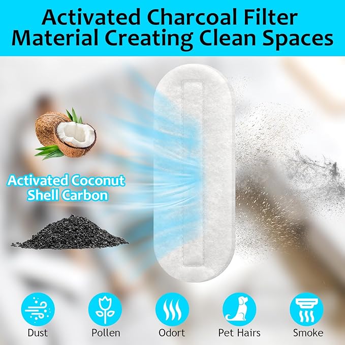 2026 Upgrade 5pcs Ceiling Fan Filters for Blades Easy-Stick Strong Fixity Activated Coconut Carbon Fan Filter for Ceiling Fan, Universal Fan Blade Air Fresh Purifier Cat Litter Box Filter, White
