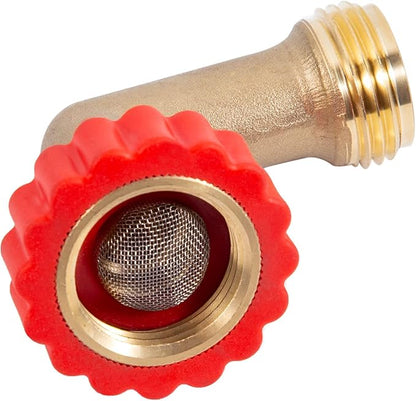 Lead-Free Brass 90 Degree Hose Saver,90°Hose Elbow Fitting Quick Swivel Connect Adapter,Thread Size 3/4" Connectors,Hose Protector with Water Filter（1 Pc）