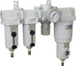 PneumaticPlus SAU470-N04DG-MEP 4 Stage Compressed Air Drying System - Particulate Filter, Coalescing Filter, Pressure Regulator & Water Separator, 1/2" NPT - Auto Drain, Metal Bowl for compressor