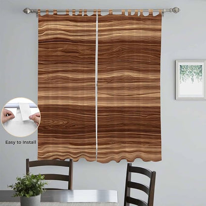 Brown Western Living Room Curtains 96 Inch Length, Window Curtains Tab Top, Vintage Farmhouse Wood Barn Door Light Filtering Window Treatments Drapes 52"x96" 2 Panel