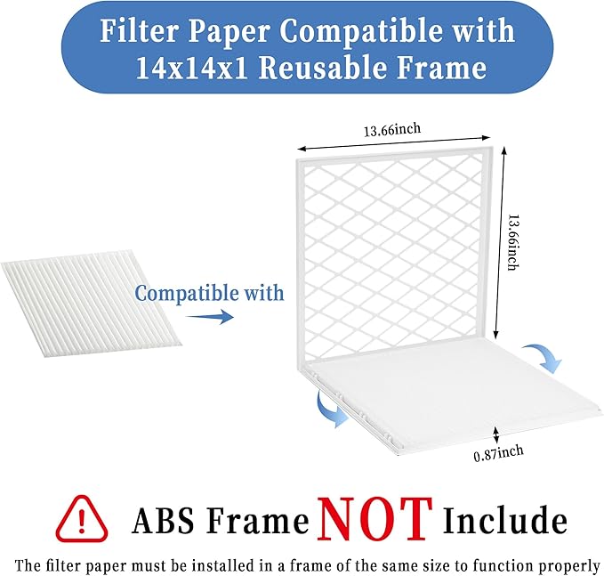 5 Pack 14x14x1 MERV 11 Air Filter Refills, Replaceable Filter Media only for 14x14x1 Reusable Frame (Frame Not Included)