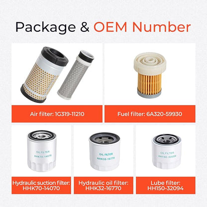 77700-05389 Kubota RTV Maintenance Filter Kit Compatible with Kubota RTV-X1140 RTV-X1100C RTV-X1120D Utility Vehicle Replaces HH150-32094 6A320-59930 HHK70-14070 1G319-11210 HHK32-16770