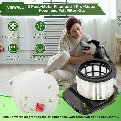 IZ377H IZ376H IZ362H Filter Replacement for Shark IZ363HT IZ382H IZ462H IZ387H IZ163H IZ483H IZ482H IZ162H IZ361H Pet Cordless Stick Vacuum, Part XHF161H & 617FJ140, 2 HEPA 4 Foam Felt Filter