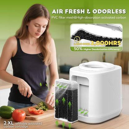 Electric Composter for Kitchen, Large Smart Compost Bin with 2 Carbon Filters, Quick Compost Maker Turn Food Waste to Fertilizer,Odorless/Auto-Clean/Out-Indoor,2025 Newer Home Countertop Compost Gifts