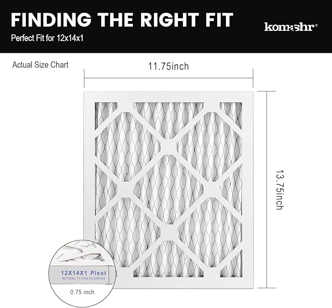 14x18x1 Air Filter MERV 8 (6-Pack), HVAC/Furnace AC Filter Replacement, Dust Defense–Comparable with MPR 600 & FPR 5 (Actual 13.75x17.75x0.75)