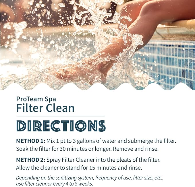 Proteam Spa Filter Clean - Spa Filter Cleaner for hot tub - Hot tub Filter Cleaner Soaking Solution with SplashWiz Hot Tub Chemicals Care Guide - Made in USA (1 pt) (2 Pack)