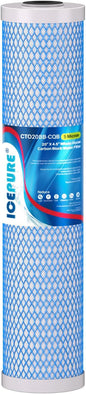 ICEPURE 5 Micron 20" x 4.5" Whole House Upgraded Activated Carbon Water Filter, 20-Inch Enhanced Lead Removal Water Filter Cartridge, Compatible with FC25B, EPM-20BB, CB-BB-20, CTO20BB-CQB, 1 PACK