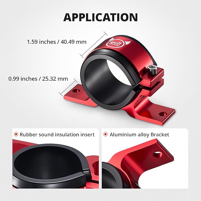 EVIL ENERGY 50mm Fuel Filter Mounting Bracket, Fuel Pump Clamp Holder Red
