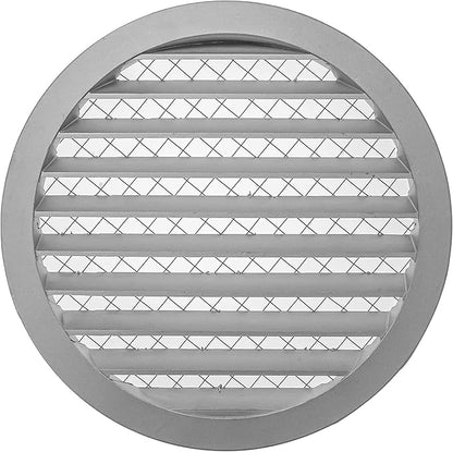 Repa Market 12.4" Inch Aluminum Gray Soffit Air Vent Cover - Louvered Round Gable Vent with Mesh Screen - Exhaust/Intake Ventilation Grill - House, Attic, Bathroom - Indoor/Outdoor Metal Grate