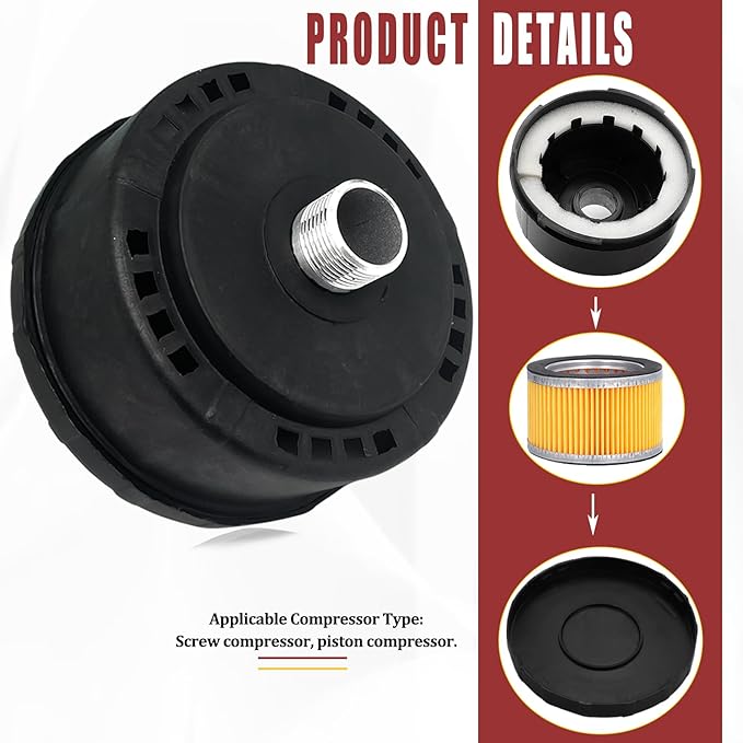generic 1pcs 25mm/1Inch Air Compressor Noise Reducer Silencer Filter,Plastic Shell Round Muffler Filter, Black