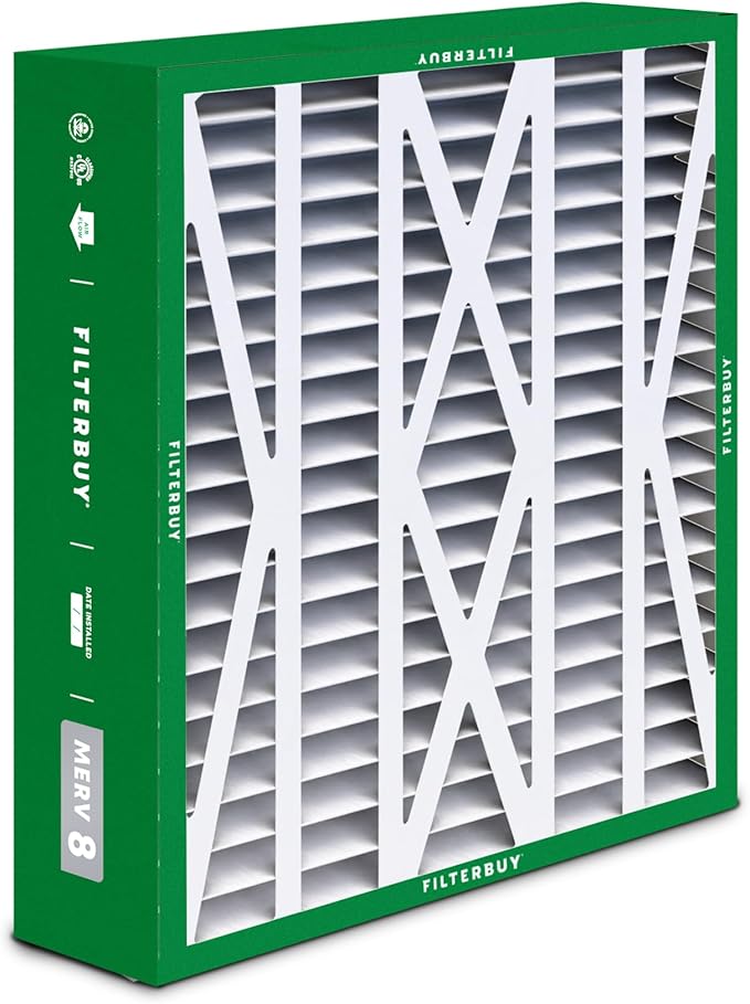 Filterbuy 17.5x21x5 Air Filter MERV 8 Essential Dust & Allergy Defense (4-Pack), Electrostatic Pleated HVAC AC Furnace Filters for Rheem, Ruud, and Protech (Actual Size: 17.13 x 20.63 x 4.38)