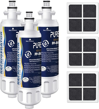PUREPLUS 469690 NSF 401 & 473 & 53 & 42 Certified Replacement for LG LT700P Kenmore Elite 9690, ADQ36006102, ADQ36006101, LFXS30766S, LFX28968ST, LT120F Refrigerator Water and Air Filter Combo, 3Pack