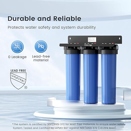 Waterdrop 3-Stage Whole House Water Filter System and Whole House Water Filter, Reduce Iron&Manganese, with Carbon&Sediment Filters, 7-Stage Filtration