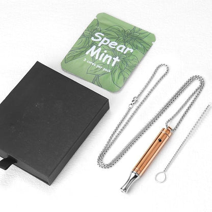 ASTOFLI Quit Smoking Breathing Necklace for Adults - Flavored Stress Breathing Necklace Stop Smoking for Women - Breathlink for Men Meditation Breathe Anxiety Whistle Necklaces inhaler Breathlace