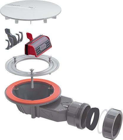 Wirquin 30723382 Slim+ Membrane with Removable Hair Filter for Shower Drain Plug, Red and Grey