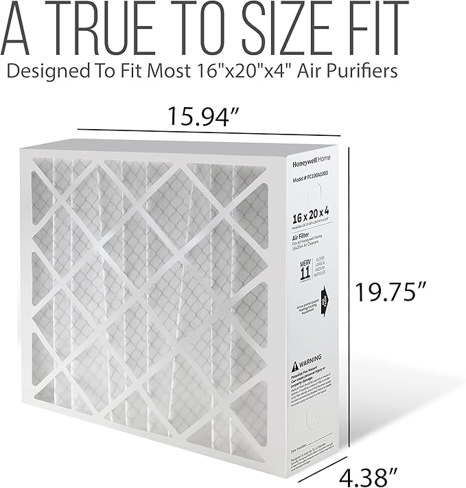 16x20x4 AC Furnace Air Filter Replacement - FC100A1003 HVAC Furnace Filters Merv 11 Filter Media, AC Filter with Homequip Disposal Bag, 2-Pack (Actual Size: 15.94 x 19.75 x 4.38 Inches)