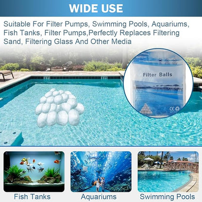 3.08 lbs Pool Filter Balls - Reusable Sand Replacement for Swimming Pools, High-Efficiency Filter Media for Inground/Above Ground Pools, Eco-Friendly Alternative to Pool Filter Sand