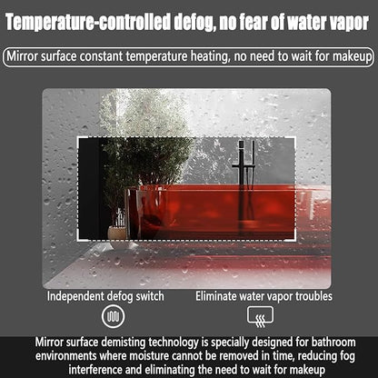 Backlit LED Illuminated Bathroom Mirror with LED Lights, Lighted Bathroom Makeup Wall Mounted Mirror with Demister Pad, Sensor Touch Switch, Horizontal/Vertical(H70*W90CM/H27.5*W35.4IN)