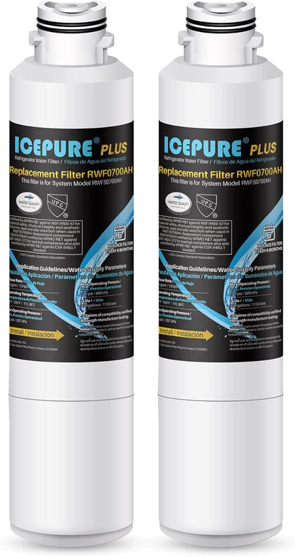ICEPURE NSF/ANSI 53 Premium Certified DA29-00020B Refrigerator Water Filter Replacement for Samsung DA97-08006A, RF28HMEDBSR, RF263BEAESR, HDX FMS-2, HAF-CIN/EXP, 469101, RF4287HARS, RF28HFEDBSR,2PACK