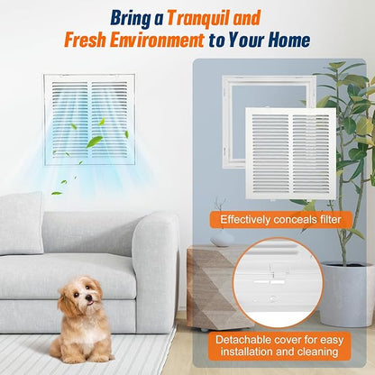 Fancat Return Air Filter Grille for 12x12 Ducts, Steel Air Vent Cover with Removable Door for 1" Filters | Fits Sidewall & Ceiling | Outer Size: 14 5/8" W x 14 5/8" H