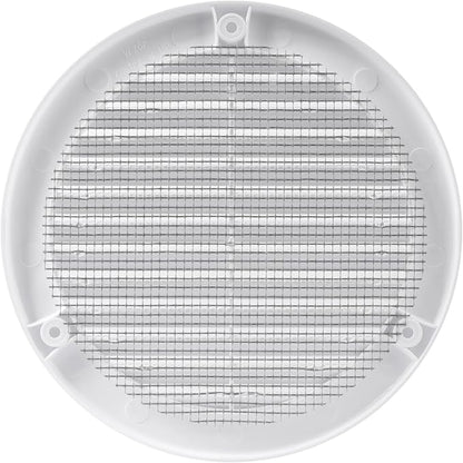 Vent Systems 5" Inch (Opening Dimensions) - Pack of 2 - White Soffit Vent Cover - Plastic Round Air Vent Grille - Built-in Mesh Screen - HVAC Register Louver for Bathroom, Home, Kitchen