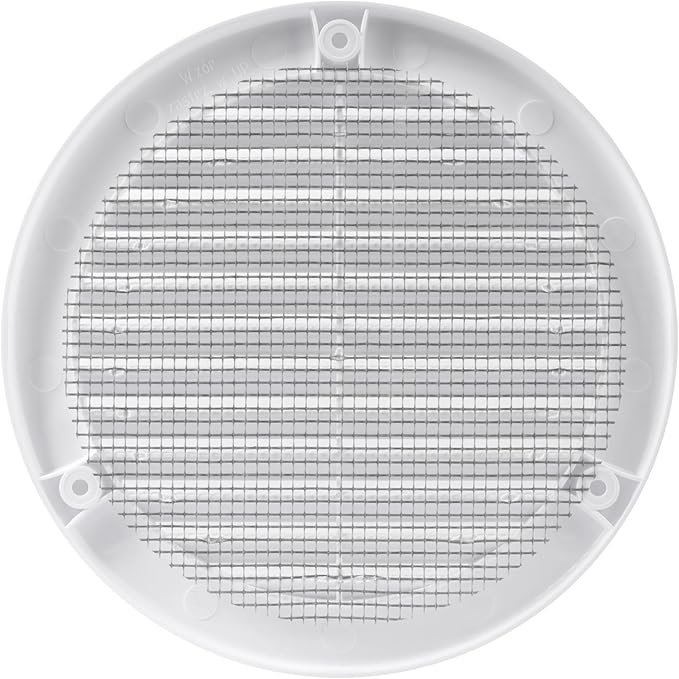Vent Systems 5" Inch (Opening Dimensions) White Soffit Vent Cover - Plastic Round Air Vent Grille - Built-in Mesh Screen - HVAC Register Louver for Bathroom, Home, Kitchen