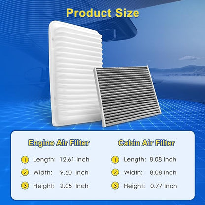 Cabin & Engine Air Filter Kit Fits L4-2.7L Tacoma 2005-2023