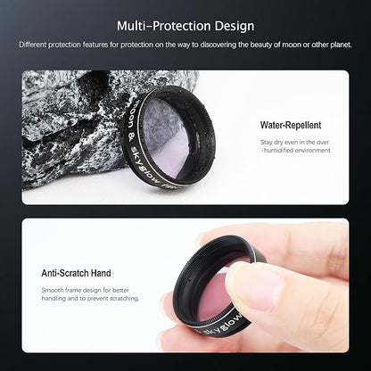 Astromania Telescope Moon Filter 1.25 Inch, Moon Skyglow Filter Reduces Moon Glare & Enhances Lunar Crater Detail, Eyepiece Accessory for Astronomy Beginner, Work with Telescope Accepts 1.25" Eyepiece
