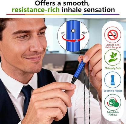 ASTOFLI Breathing Necklace for Anxiety Relief – Flavored Air Breathe Necklace, Breath Free Stress Relief Device with Flavor, Meditation Jewelry Gifts for Women and Men, Stainless Steel