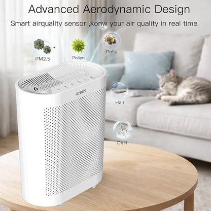Azeus FS32 Air Purifier | True HEPA Filter | Covers Up to 1076 Sq. Ft. | Ideal for Homes, Offices & Commercial Spaces | Captures Smoke, Dust & Pet Dander | Auto Mode & Air Quality Sensor