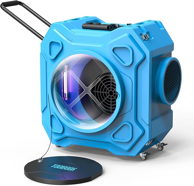 Air Scrubber with 3-Stage Filtration, 970CFM HEPA Air Scrubber Negative Air Machine with Lockable 360° Wheels & Auto-Foldable Handle, Portable Heavy Duty Air Cleaner for Home Industrial Commercial Use