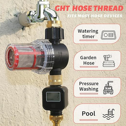 GIEX 60 Mesh Garden Hose Filter with Quick Connect, 3/4" GHT Thread Sediment Trap for Pool and Water Tank Pre-Filtration