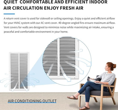 12x24 Return Air Grille(Duct Opening Size),Air Return Vent Cover,Flat Vent Cover,Rejillas De Aire Acondicionado Para Casa,Return Air Grilles,Outer Dimensions:13.75"Wx25.75"H(12"W x 24"H, Duct Opening)