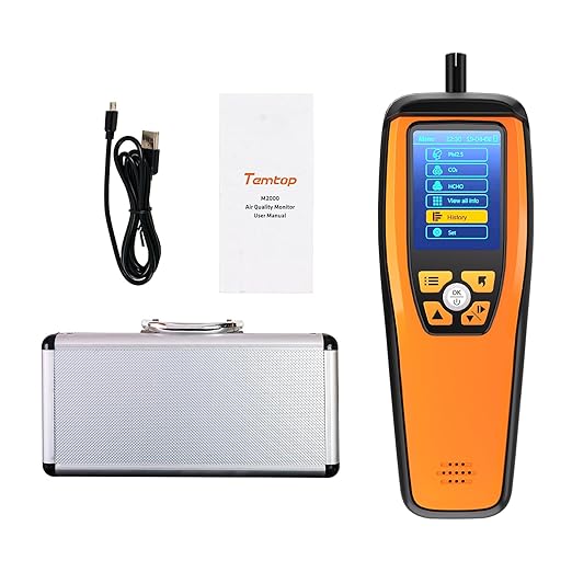Temtop Air Quality Monitor CO2 Detector Professional Carbon Dioxide PM2.5 PM10 Formaldehyde Temperature and Humidity Monitor w/Audio Alarm Data Export (M2000 2nd)