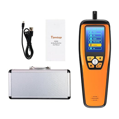 Temtop Air Quality Monitor CO2 Detector Professional Carbon Dioxide PM2.5 PM10 Formaldehyde Temperature and Humidity Monitor w/Audio Alarm Data Export (M2000 2nd)
