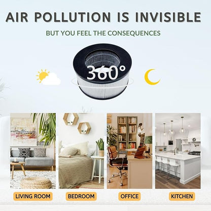 Nispira True HEPA Replacement Filter for CVS Health Desktop Air Purifier 3-in-1 True HEPA Activated Carbon, 1 Pack