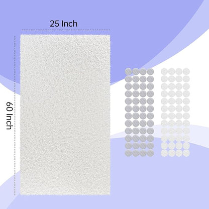 25x60 Inch DIY Cut to Size Material for AC/HVAC Furnace Filter and air Vents Filter, for Increasing The MERV Index（48PCs Adhesive Hook） White