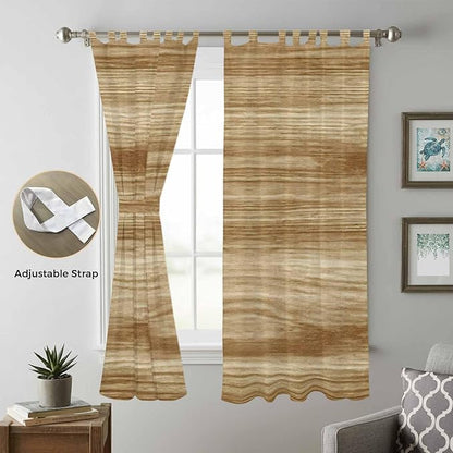 Light Brown Wood Grain Living Room Curtains 96 Inch Length, Window Curtains Tab Top, Western Farmhouse Barn Door Light Filtering Window Treatments Drapes 52"x96" 2 Panel
