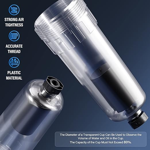 TAILONZ PNEUMATIC 1/4 Inch NPT Automatic Drain Air Filter Pressure Regulator Combo Piggyback, Air Tool Compressor Filter with Gauge AW2000-02D