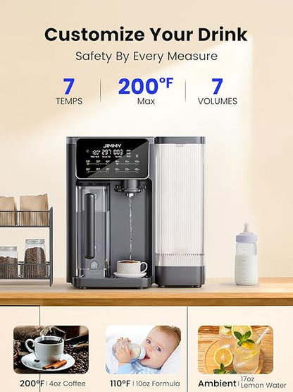JIMMY R9 Reverse Osmosis System Countertop Water Filter - 7 Stage Purification with Remineralization & UV, Portable Water Purifier Countertop,3s Instant Heat(7 Temps),3:1 Pure to Drain,No Installation