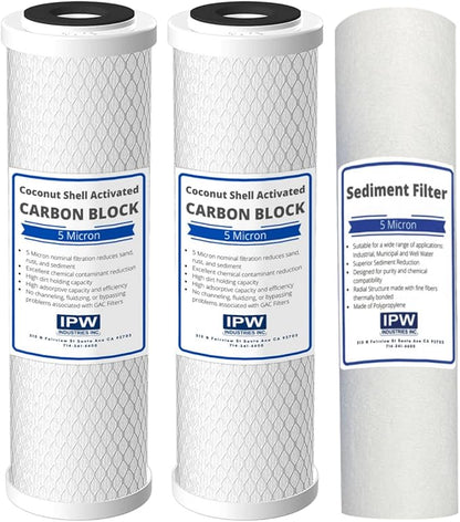 Compatible Replacement Pre-Filter Set For ROES-50, ROES-PH75, ROES-PHUV75, ROES-UV75-SS and ROES-UV75 Essence Series Reverse Osmosis Water Filter System Stage 1-3