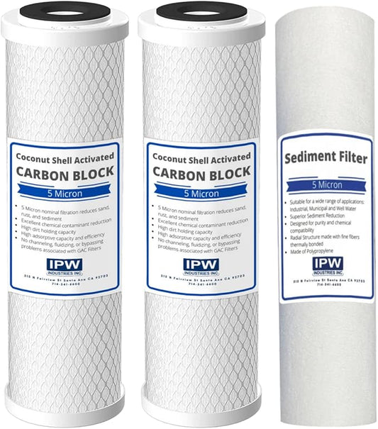 Compatible Replacement Pre-Filter Set For ROES-50, ROES-PH75, ROES-PHUV75, ROES-UV75-SS and ROES-UV75 Essence Series Reverse Osmosis Water Filter System Stage 1-3