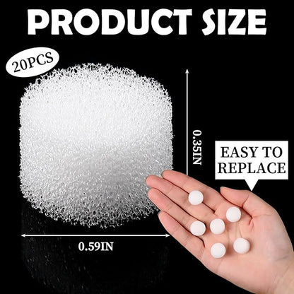 20 Pcs Replacement Air Filter Sponge for Compressor Foam Filters Round White Replacement Sponges with Portable Storage Box for Compressor System Accessories Cool Mist Device Inhaler