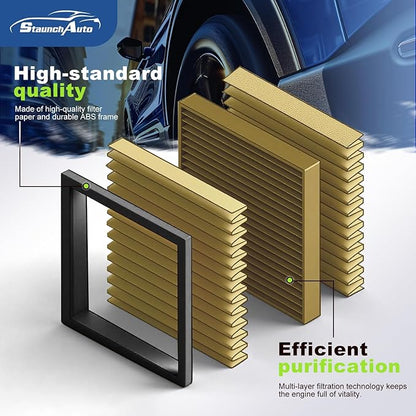 Engine and Cabin Air Filter Combo for Toyota Camry 3.5L V6 2012-17,Highlander Gas 2.7L/3.5L 2014-19, Sienna 2.7L 2011-20,Avalon 3.5L 2013-18 Air Filter Car Replacement #CF10285 CA10755 Car Accessories